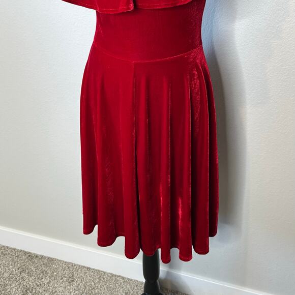 Unique Vintage Velvet Stretch A Line Dress Medium - Picture 4 of 4